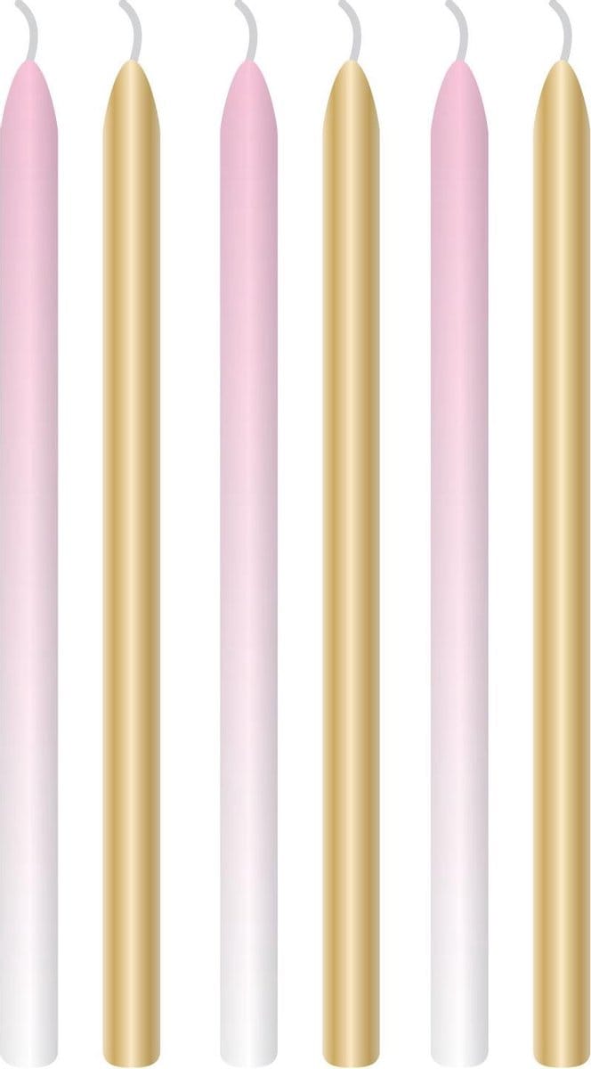 Amscan - Babyshower - Kaarsjes roze (6 stuks)