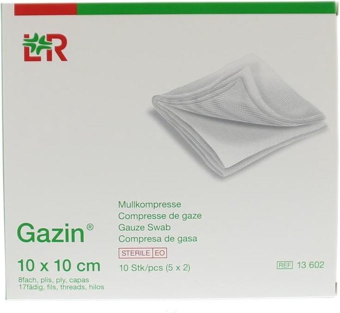 Gazin Gaaskompres 10 x 10 steriel 5 x 2 10 Stuks