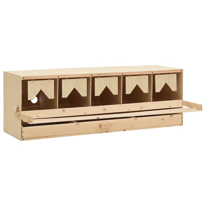 vidaXL - Kippenlegkast - 5 - compartimenten - 117x33x38 - cm - massief - grenenhout