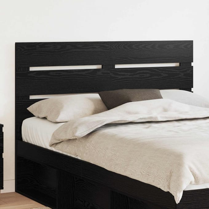 vidaXL - Hoofdbord - Zwart - Eiken - Bewerkt - hout
