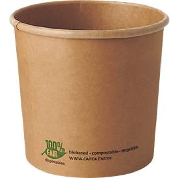 Soepbeker Papstar pure, 760 ml, Ø 115 x 110 mm, 25 stuks, karton van verse vezels, bruin