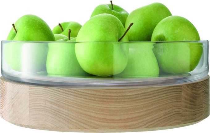 LSA Lotta Serveerkom - Met Houten Voet - 31 cm - Transparant