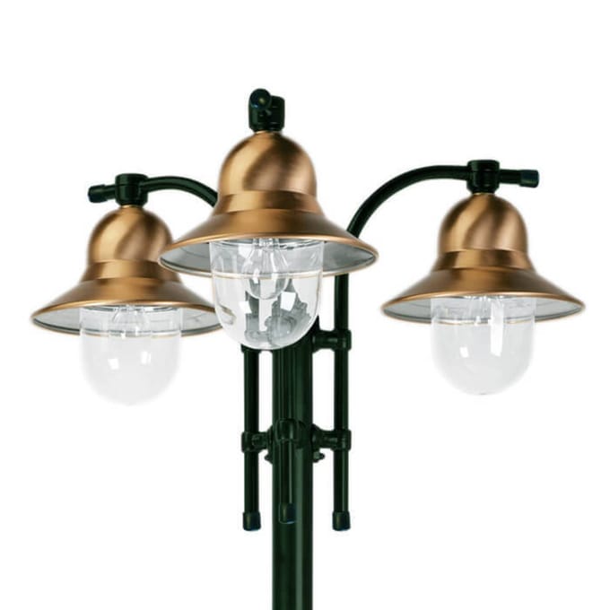 K.S. Verlichting 3-lamps lantaarnpaal Toscane, groen