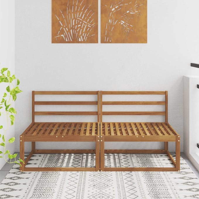 vidaXL - 2 - Stuk - Buiten - Midden - Sofa - Naturel - 158 - x - 83 - x - 73 - cm