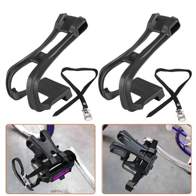 1 Set Fiets Fiets Toe Clip Toe Pedalen Clips & Riemen voor Fixie Racefiets Antislip gray
