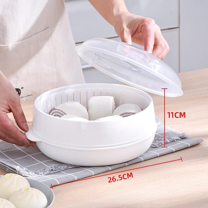 Speciale Stoomer Stoom Broodje Dumpling Container Gestoomd Met Deksel Stevig Rijst Meerlaags Hoge Kwaliteit Pp Stoomer Magnetron Oven white