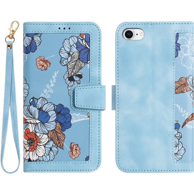 Mocaa Apple iPhone 16e/17e Floral Series Bookcase Lichtblauw