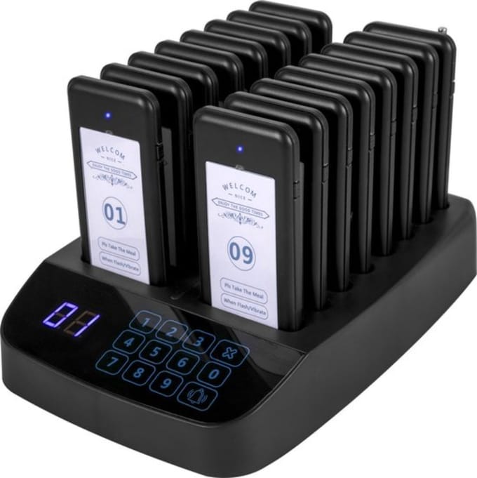 Restaurant pieper PRO - 500 meter - Pager - Oproepsysteem horeca - Handsets - Draadloos - 16 stuks