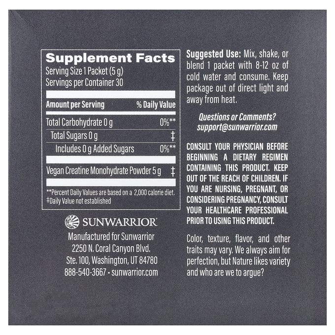 Sunwarrior Active Creatine Monohydrate Sticks (30x5g) Unflavoured - Creatine - Creatine Monohydraat