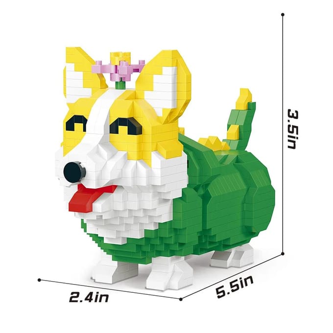 Haute Qualité Mignon Haute Qualité Corgi Taille Compacte Haute Qualité Animal Haute Qualité Bâtiment Haute Qualité Briques Ensemble de Construction Haute Qualité Chiens yellow
