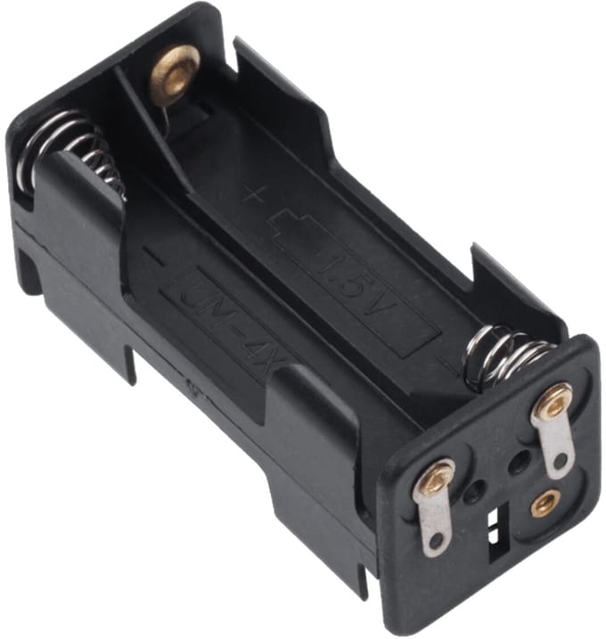 Batterijhouder 4x AAA - Vierkant - Zwart