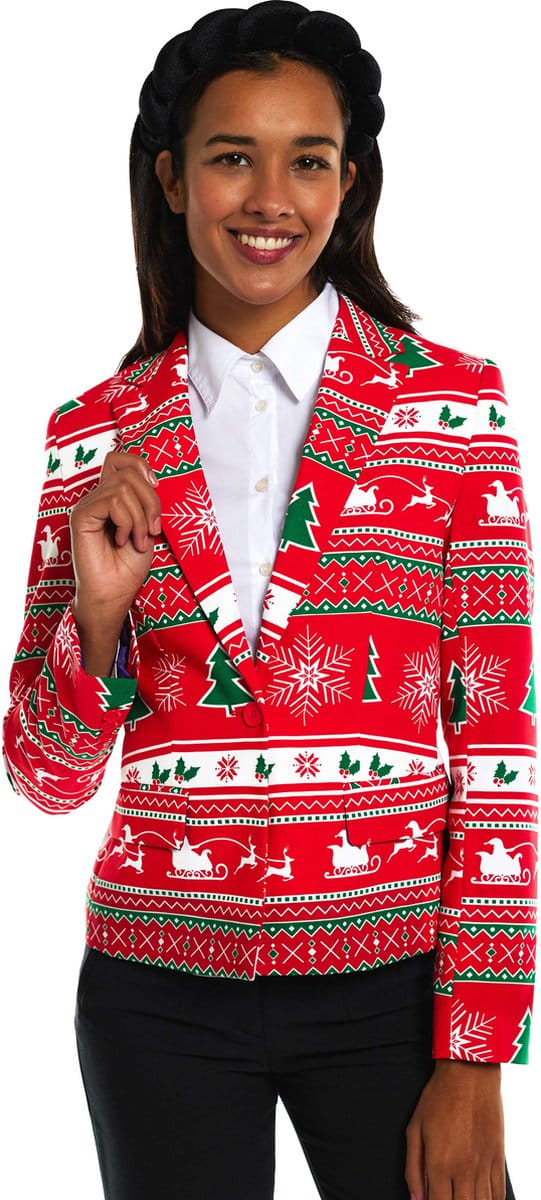 OppoSuits Winter Woman - Dames Kerst Blazer - Kerst Jasje - Rood - Maat: EU 34