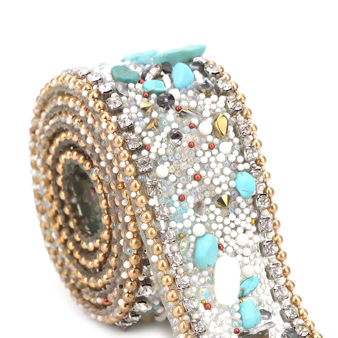 2,5 cm DIY Diamond Mesh Wrap Roll met kristallen strass-steentjes, kettingversiering en lintdecoratie (#05) beige