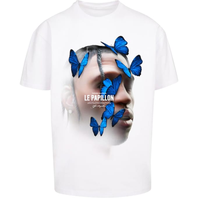 Mister Tee - Le Papillon Oversize Heren T-shirt - XXL - Wit
