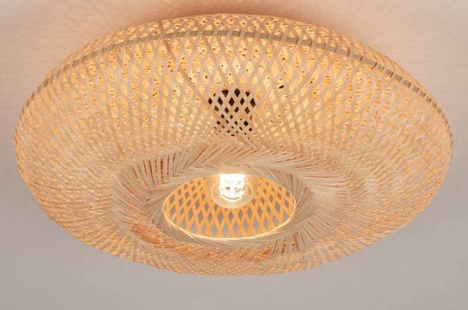 Lumidora Plafondlamp 74515 - Plafonniere - JOAH - E27 - Naturel - Riet - ⌀ 50 cm