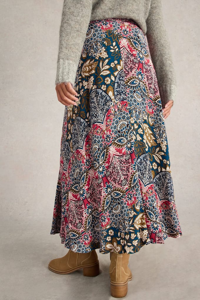 White Stuff Hope Bias Cut Maxi Skirt Teal Print Größe: 8 REGULAR | Maxiröcke Outlet | Damen | Cyan