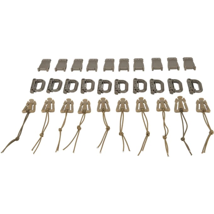 Lot de 30 pièces Sangle de clip de sac à dos avec anneau en D Grimlock Verrouillage Web Dominator Cordons élastiques gray