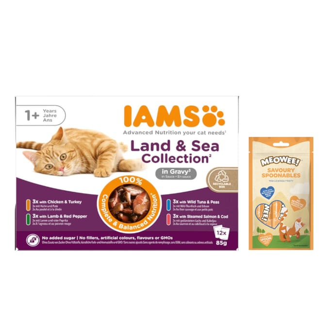 Iams Delights Land & Sea Collection - Kat - Natvoer - 12 x 85 gr