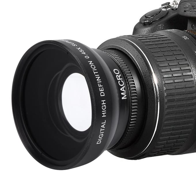 0.45X Vergroting High Definition Groothoeklens voor 49mm Mount Camera black