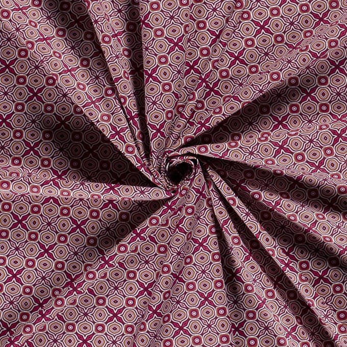 Poplin Katoen Stof Bedrukt - Mille Fleur Abstract Roze - 1 Meter