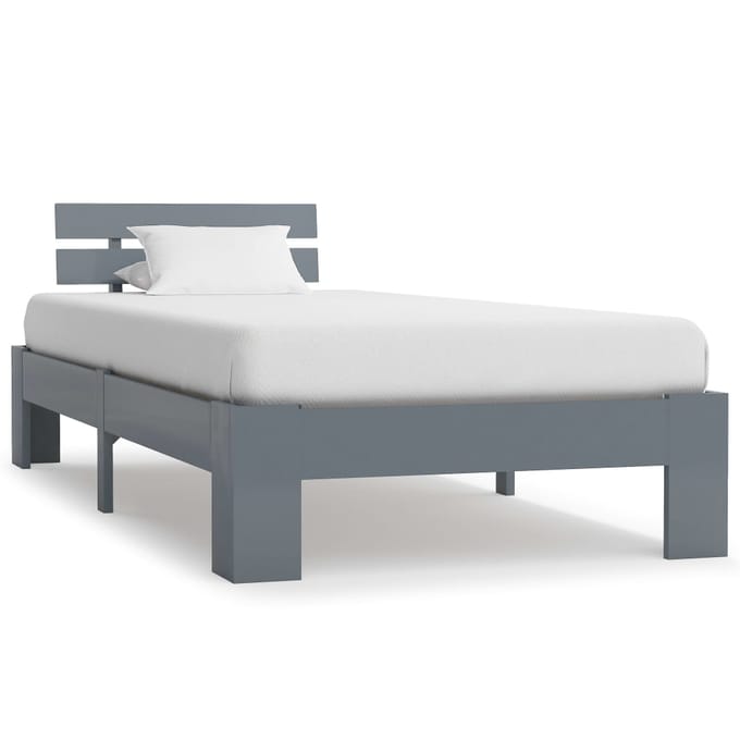 vidaXL - Bedframe - massief - grenenhout - grijs - 100x200 - cm