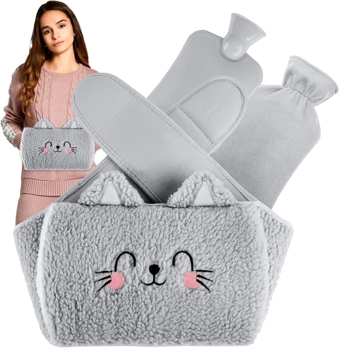 Warme Kruik met Verstelbare Riem en Pluche Handwarmer - 1 Liter Natuurlijk Rubber