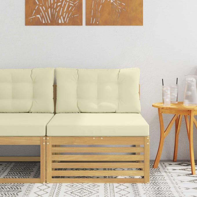 vidaXL - Buiten - Midden - Sofa - Massief - Acacia - Hout - Wit - 83 - x - 79 - x - 73 - cm
