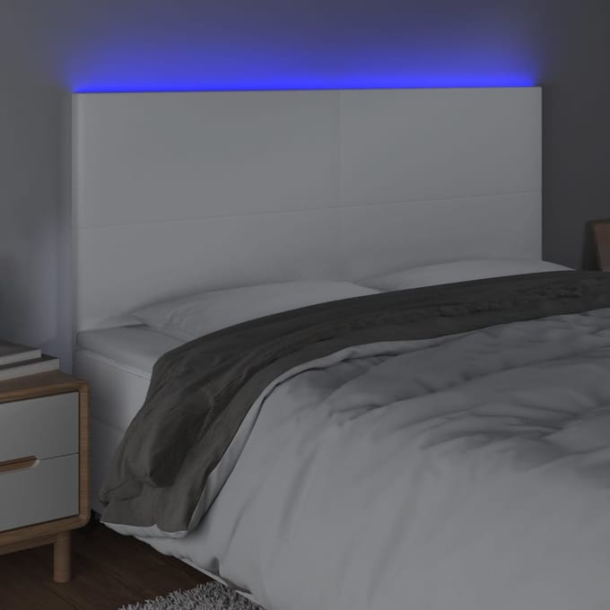 vidaXL Hoofdbord LED 200x5x118/128 cm kunstleer wit