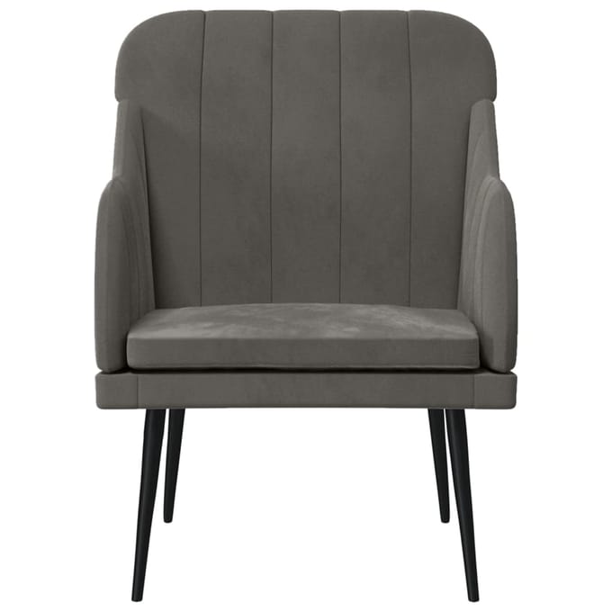 vidaXL - Fauteuil - 63x76x80 - cm - fluweel - donkergrijs