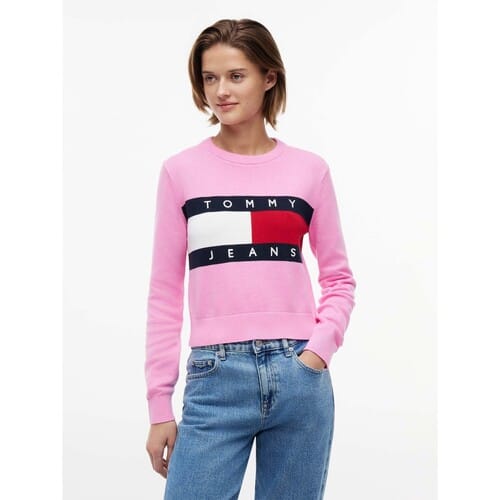 Tommy Hilfiger Flag Crew Neck Pink Daisy Größe: XS | Pullover Outlet | Damen | Rosa