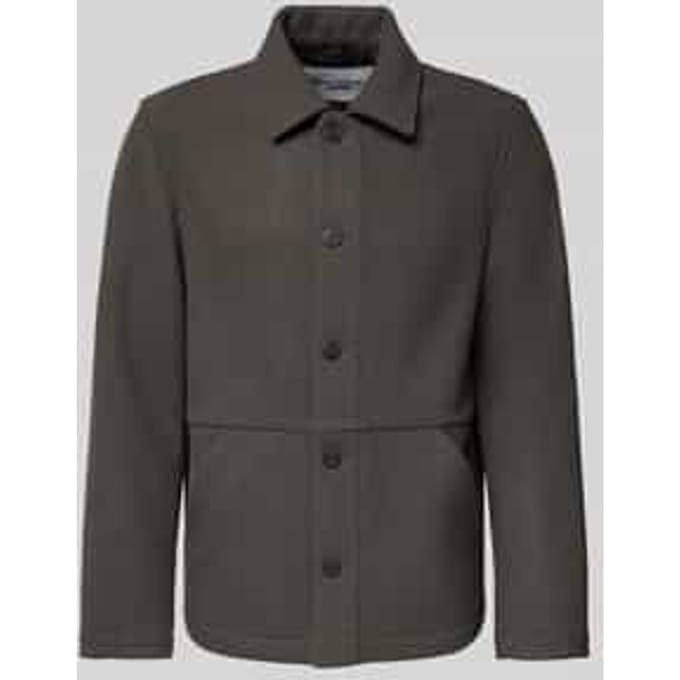 Regular fit wollen jack met platte kraag