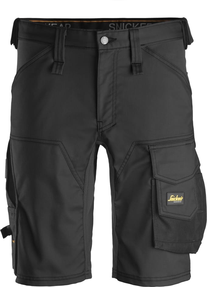Snickers 6143 AllroundWork, Stretch Korte Broek - Zwart/Zwart - 44