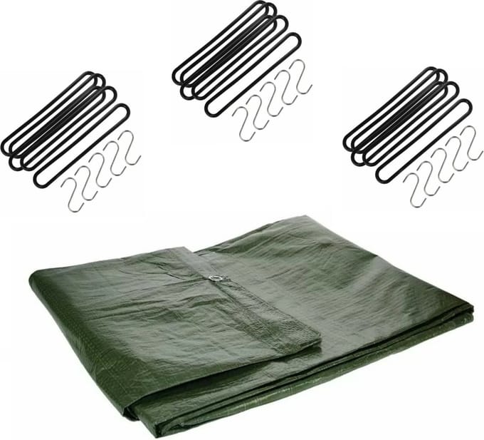 Talentools - Afdekzeil groen 4x5 meter met 20 spanrubbers en S-haken