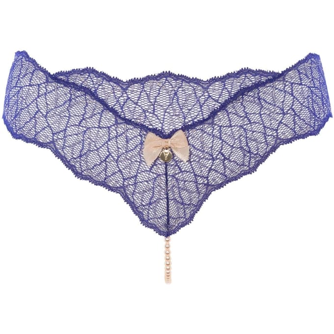Bracli - Sydney Perlenstring Blau - Luxus-Dessous mit Perlenkette Größe Plus