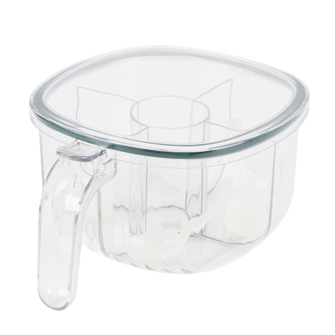 4 Vakken Kruidenbox Plastic Transparant Luchtdicht Keuken Opbergcontainers met Deksel voor Thuis gray
