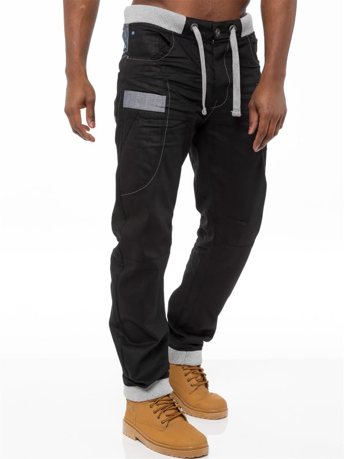 Enzo | Heren Denim Jogger Jeans - Zwart/Blauw