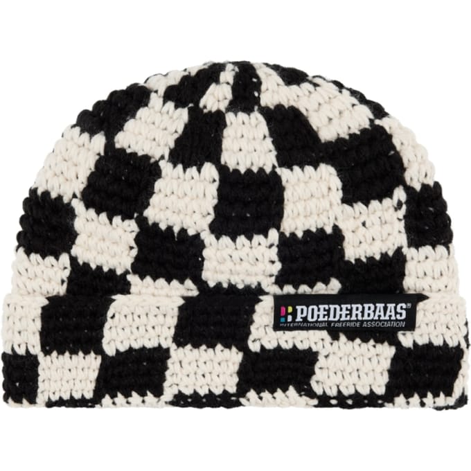 Poederbaas Muts Heren Checkerboard Black White
