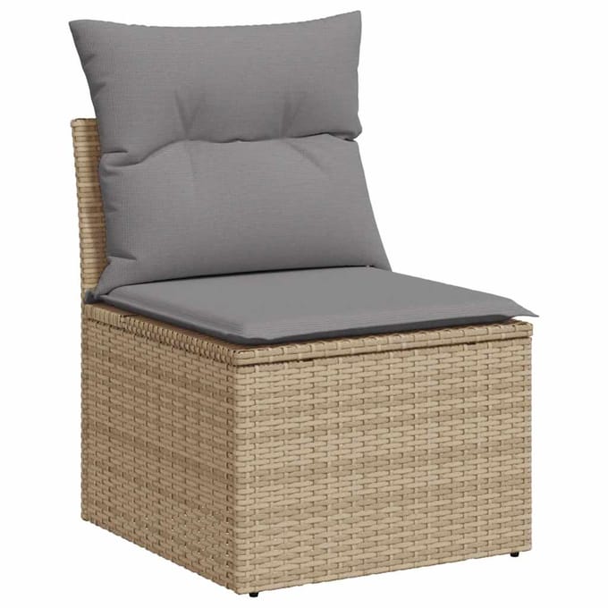 vidaXL - 11-delige - Tuinset - met - kussens - poly - rattan - beige