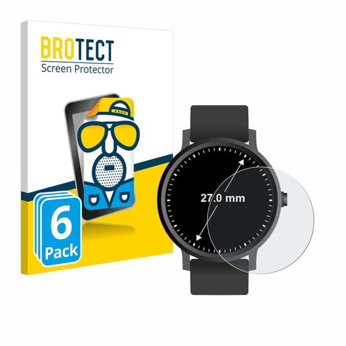 BROTECT - Screenprotector voor Horloges (Rond, ø: 27 mm) - Folie Beschermfolie matte 6 Stuks