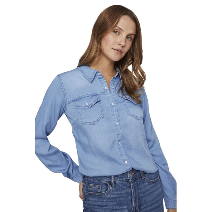 VILA - VIBISTA DENIM SHIRT-NOOS Dames Blouse