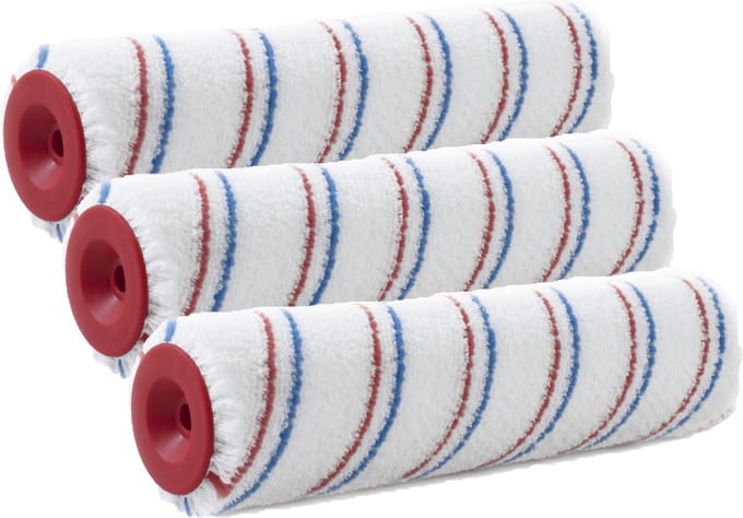 Set van 3x stuks sorex verfroller - anti-spat - 6,6 x 18 cm - pluisvrij - microvezel