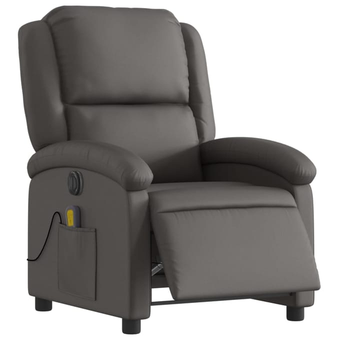 vidaXL - Fauteuil - verstelbaar - elektrisch - echt - leer - grijs