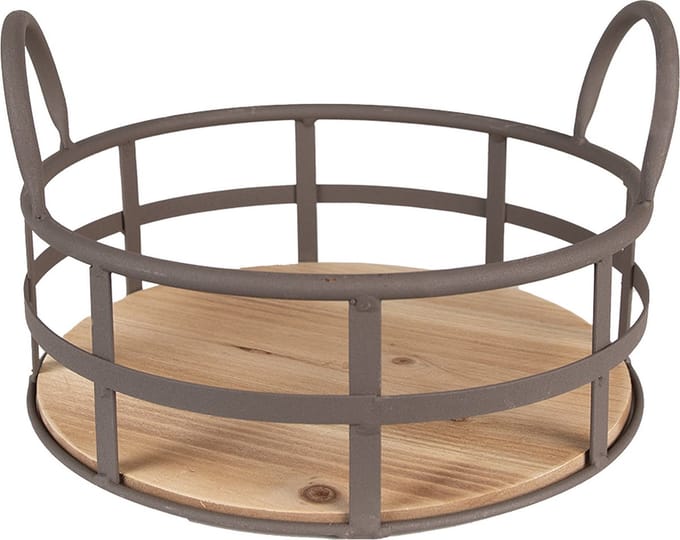 Clayre & Eef Opbergmand Ø 25x9/15 cm Grijs Bruin IJzer