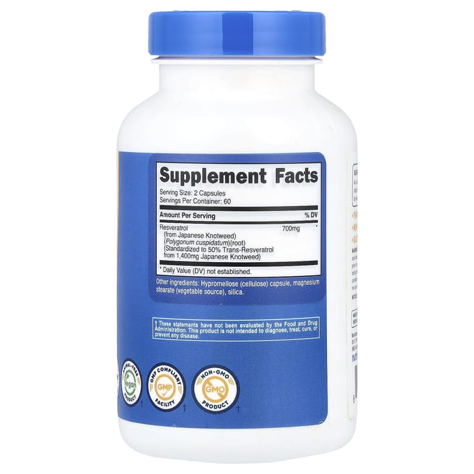 Nutricost, resvératrol, 700 mg, 120 gélules (350 mg par capsule)