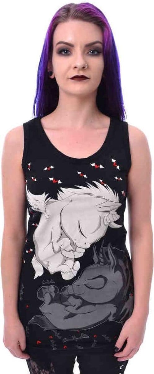 Cupcake Cult - DREAM UNICORN Mouwloze top - S - Zwart