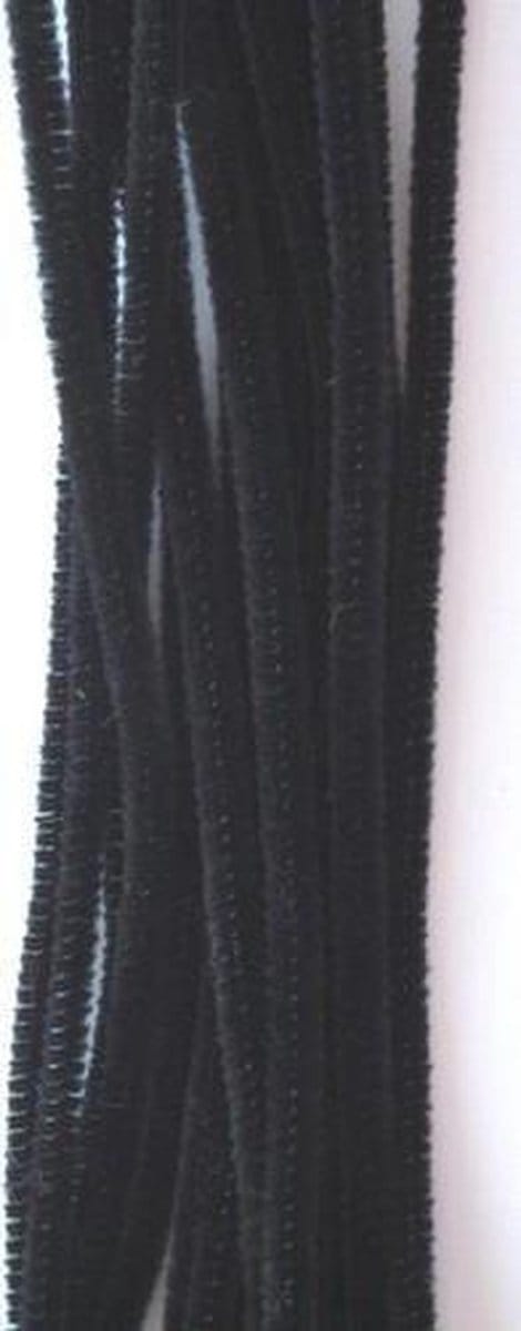 Chenilledraad - 30cm - 6mm - 20 stuks zwart