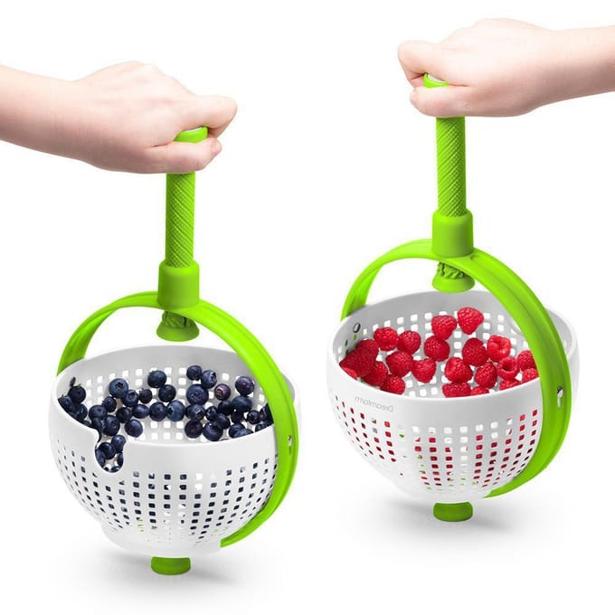 Panier de vidange de cuisine, panier de lavage de salade de fruits et légumes, panier de lavage, passoire à maille rotative, déshydrateur blanc/vert
