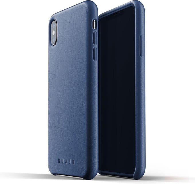 Mujjo - Full Leather Case geschikt voor iPhone XS Max - blauw