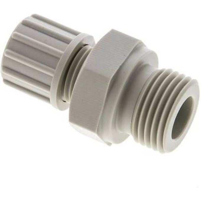 10x4mm & G1/2'' PP Rechte Knelfitting Buitendraad 10bar Kunststof en Polyamide