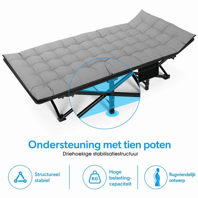 mk - Campingbed inklapbaar - Comfortabel matras - Max 200 kg